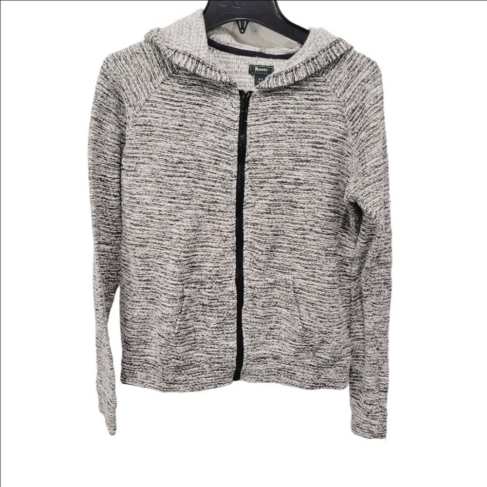 Roors Blended Gray Fu Zip Zip-Up Hooded Sweater
